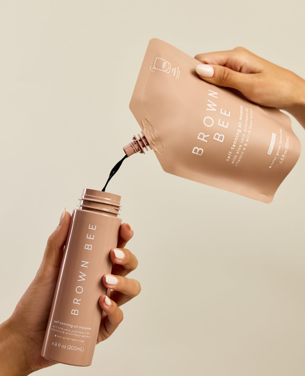 Refill for sunless sun-tanning air mousse.
